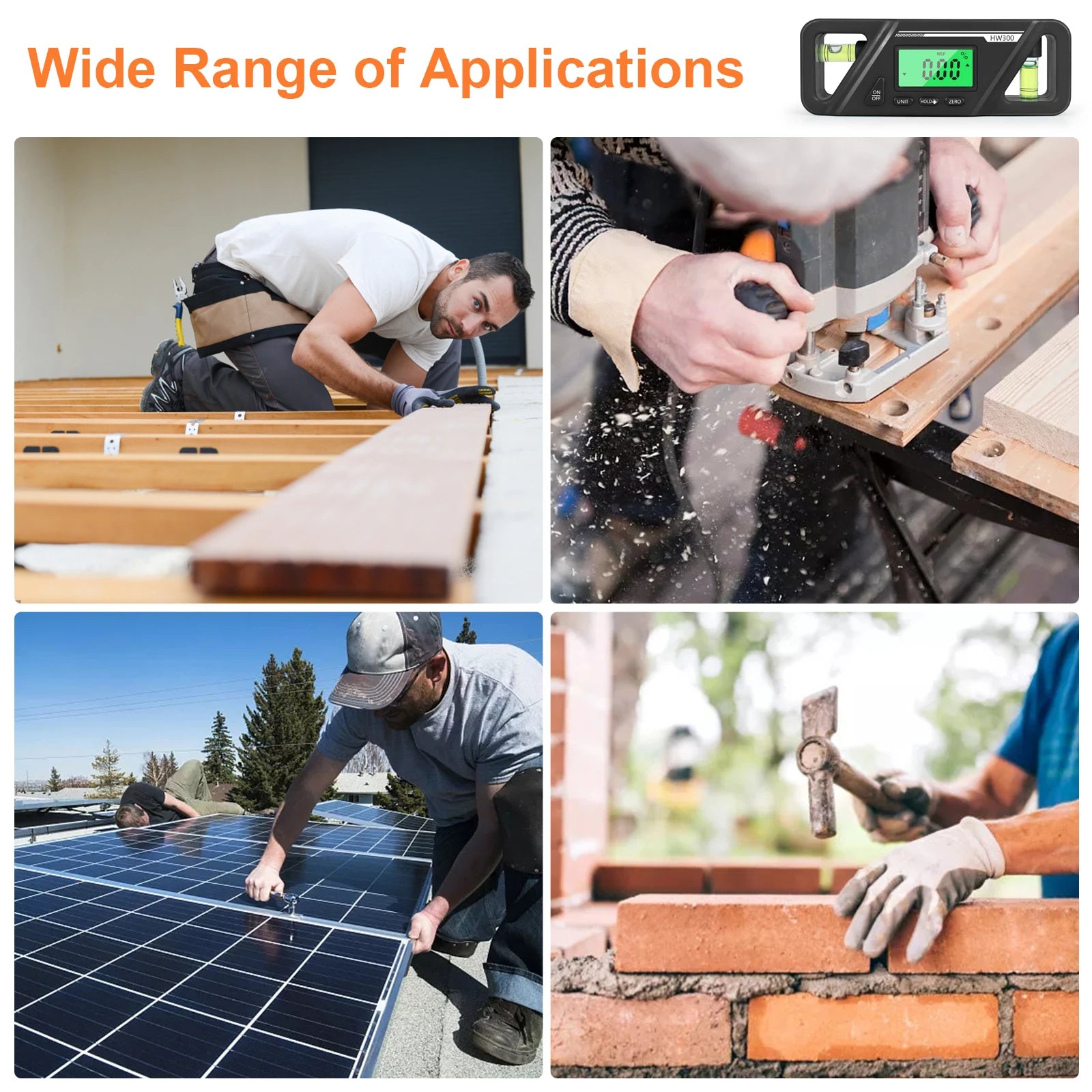 HW300 Inclinometer &ndash; LCD Display Protractor Level Meter