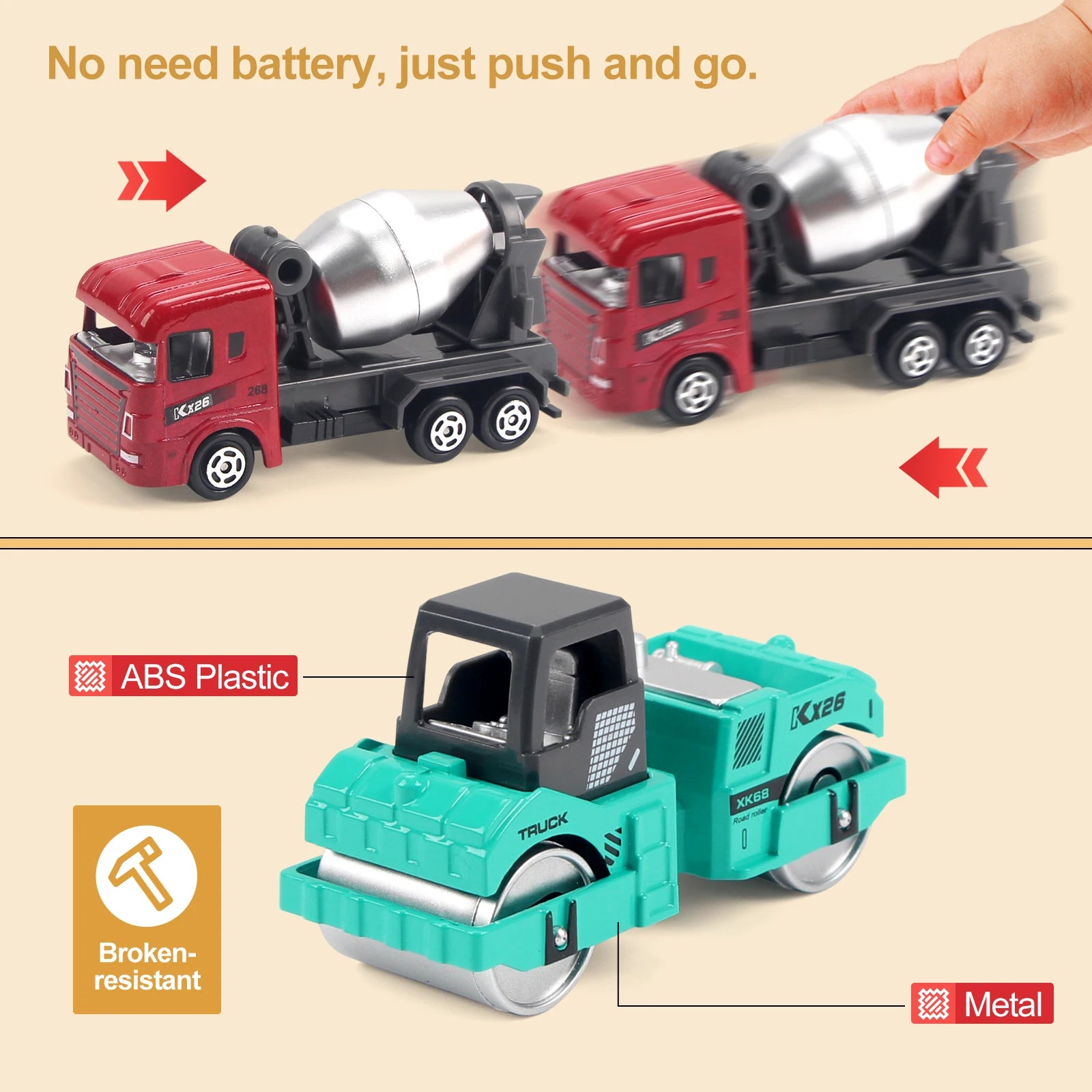 Coolplay 8 Piece Alloy Engineering Truck Set &ndash; Classic Construction Fun for Boys