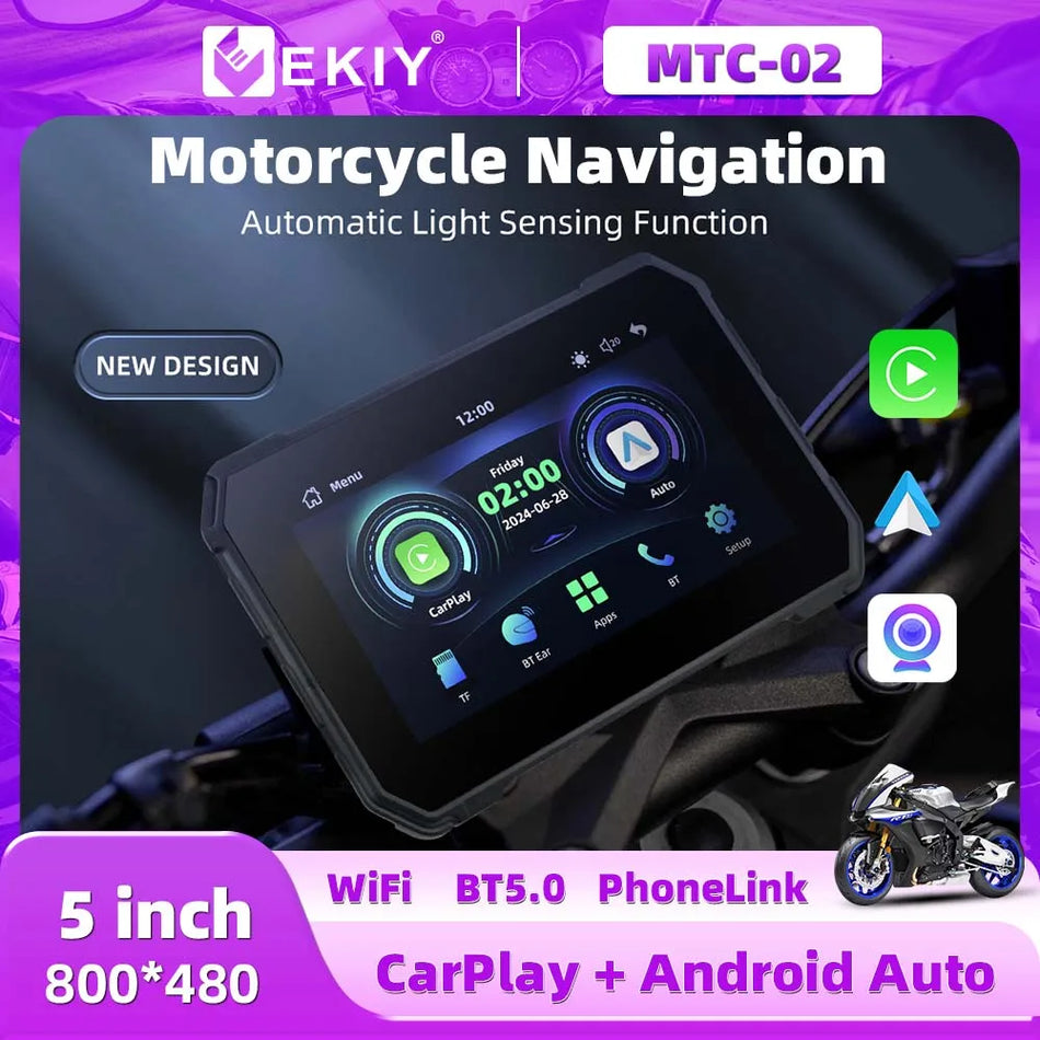 EKIY Motorcycle GPS 5 Inch &ndash; Wireless CarPlay and Android Auto Support