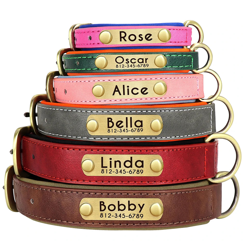 Personalised Leather ID Collar with Free Engraving for Dogs
