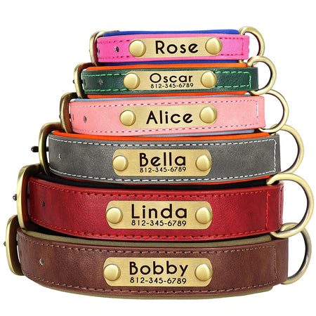 Personalised Leather ID Collar with Free Engraving for Dogs