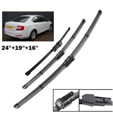 Misima 24"19"16" Windshield Windscreen Wiper Blades For Skoda Octavia 5E 2013-2017 Front Rear Window Wiper Blade 2014 2015 2016 by InterCyprus Trading Ltd