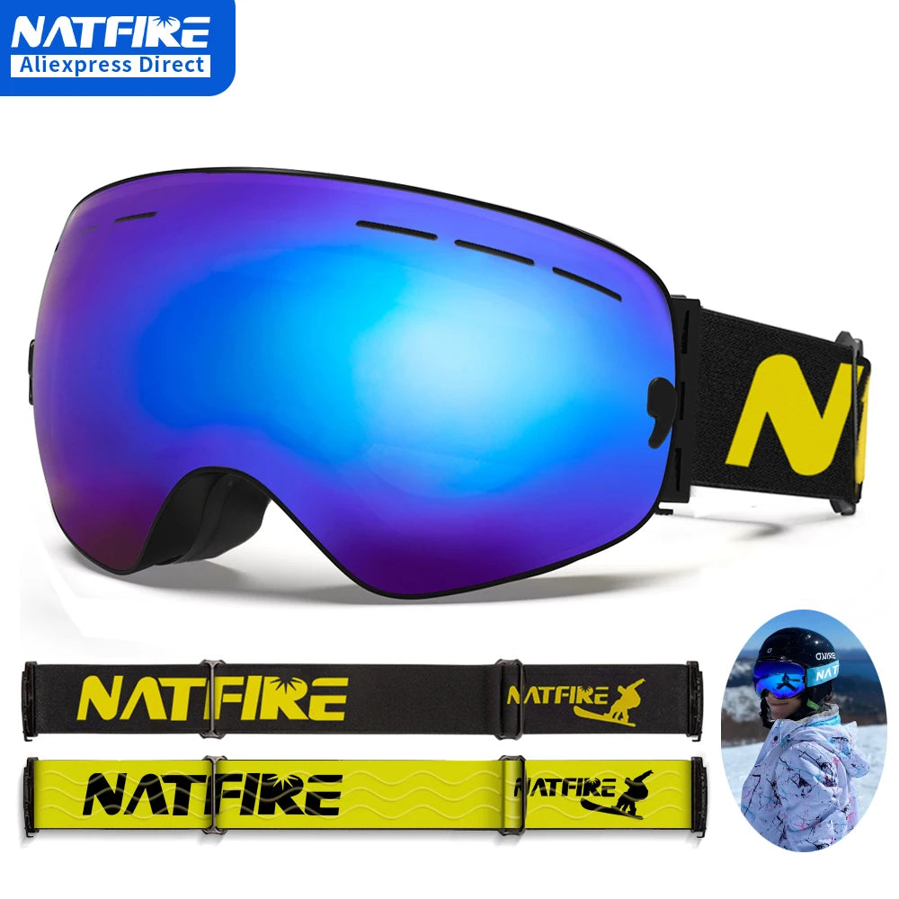 NATFIRE Snowboard Ski Goggles &ndash; UV400 Anti Fog Protection