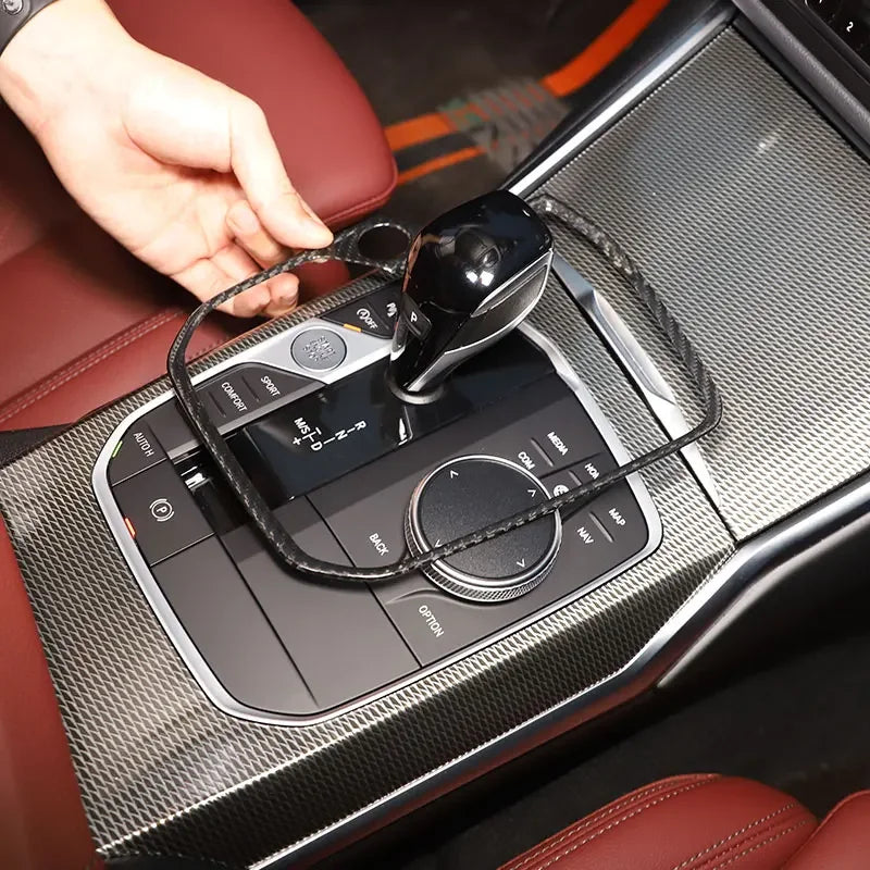 Copertura adesiva in fibra di carbonio reale per pannello cambio BMW