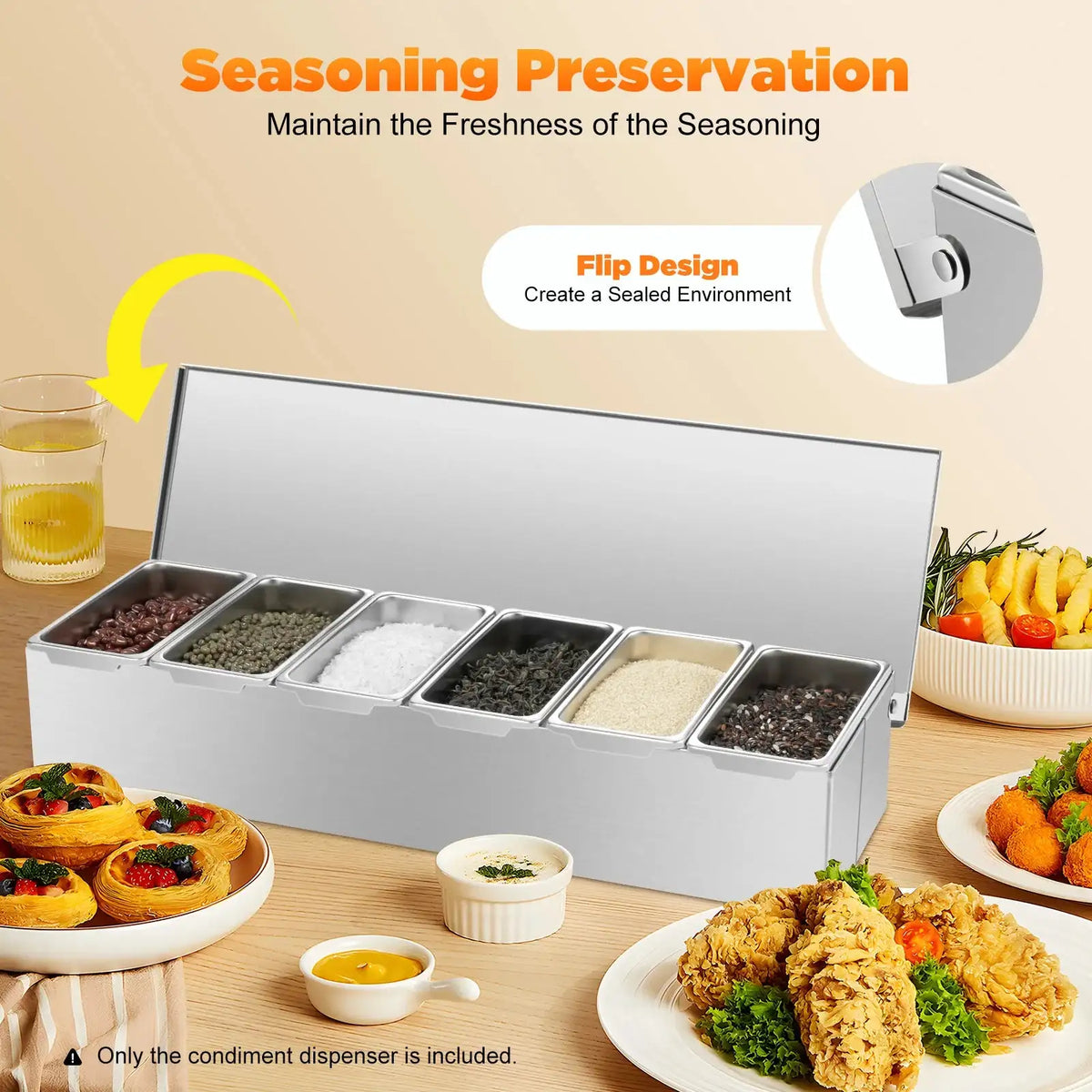 Stainless Steel Condiment Organizer &ndash; Sealed Lid Keeps Fresh