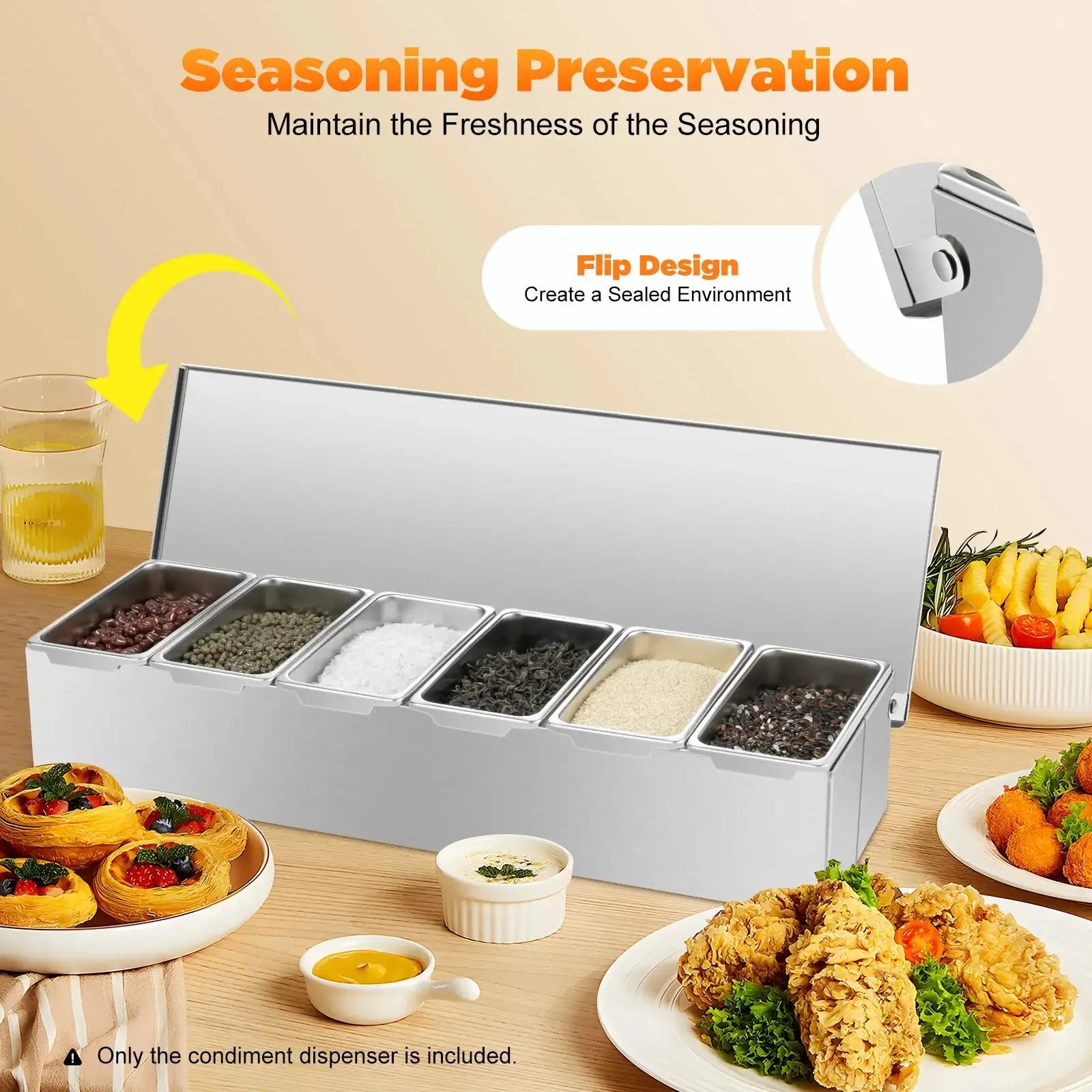 Stainless Steel Condiment Organizer &ndash; Sealed Lid Keeps Fresh