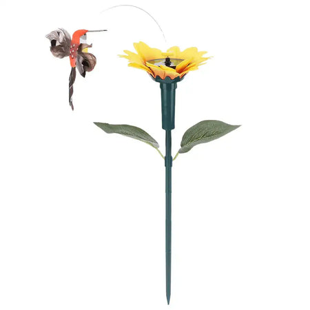 Solar Sunflower Stake Decor Rotating Butterfly Hummingbird Bird