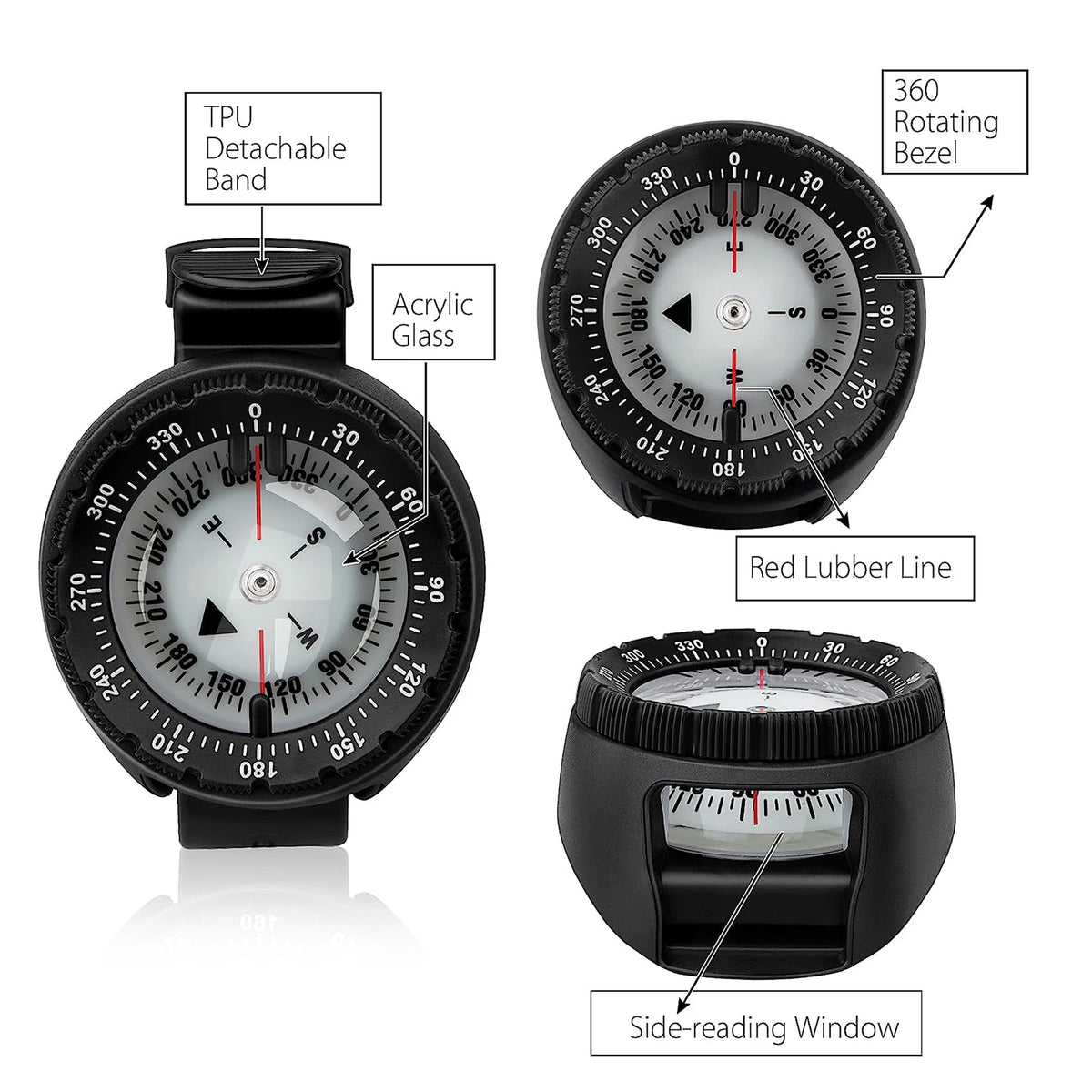 Professional Digital Diving Compass - 50m Waterproof &amp; Luminous