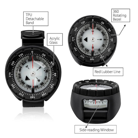 Professional Digital Diving Compass - 50m Waterproof &amp; Luminous