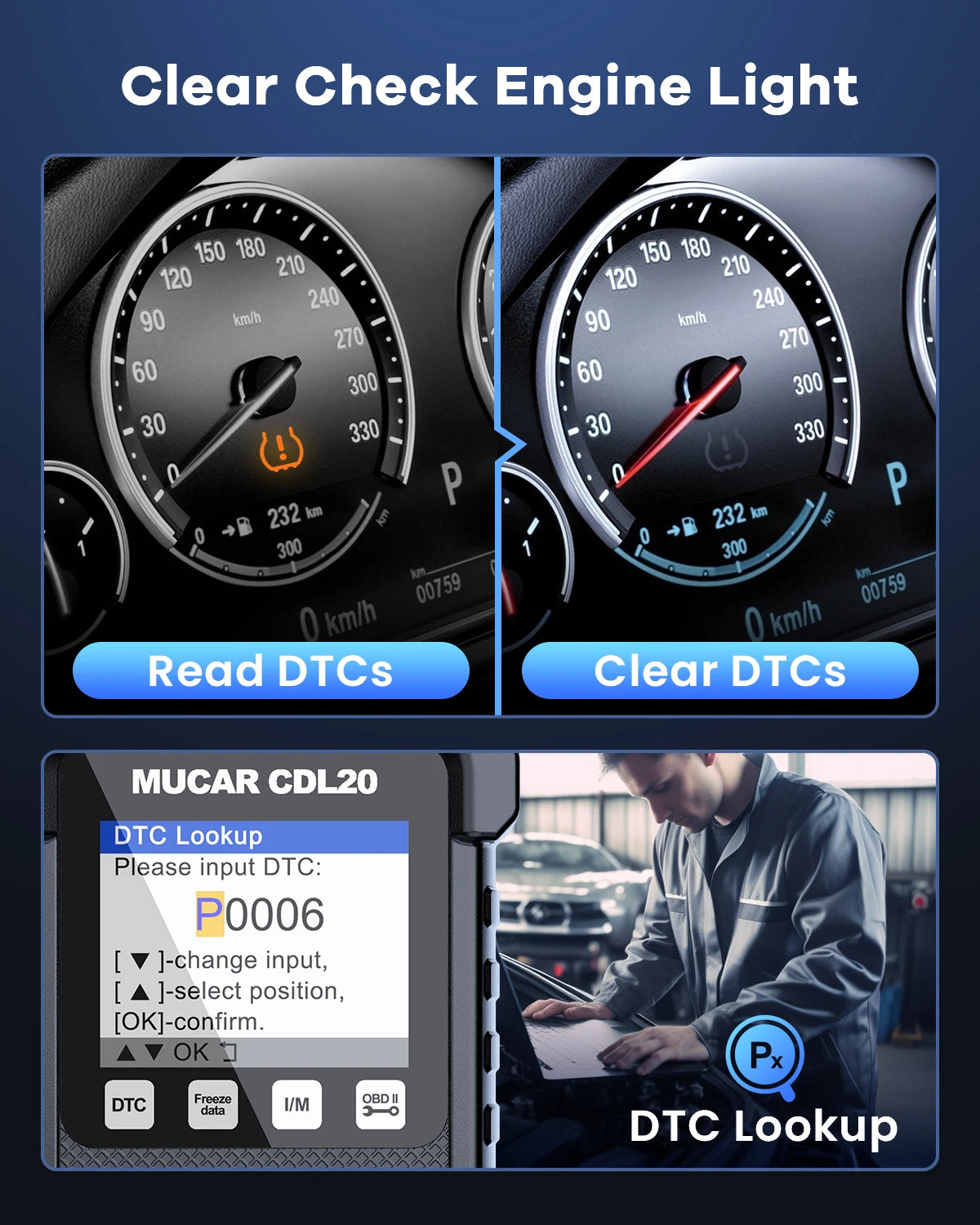 MUCAR CDL20 OBD2 Scanner - Full OBD2 Functions Free Updates
