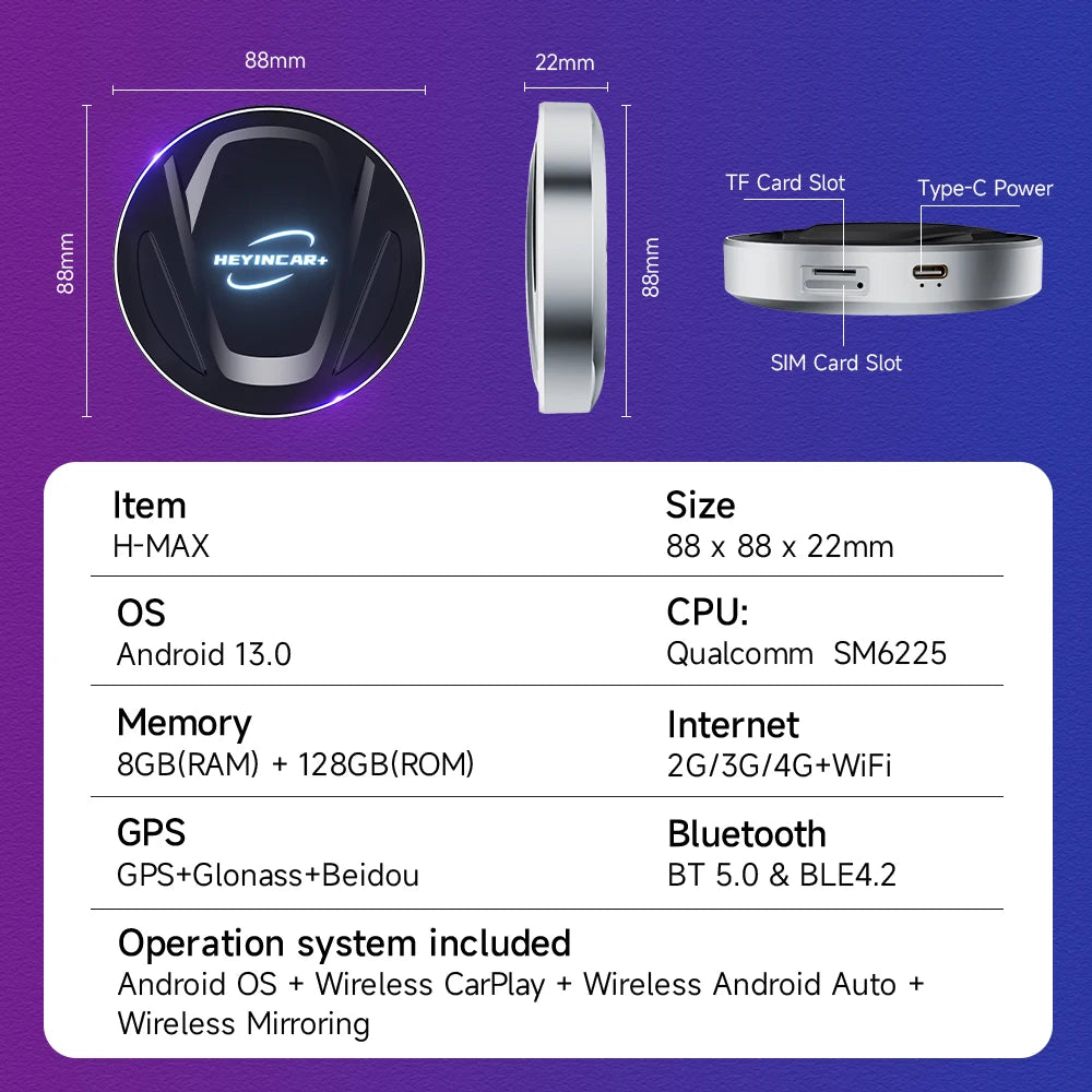 HEYINCAR Android 13 TV Box &ndash; Wireless CarPlay Android Auto Adapter for Kia
