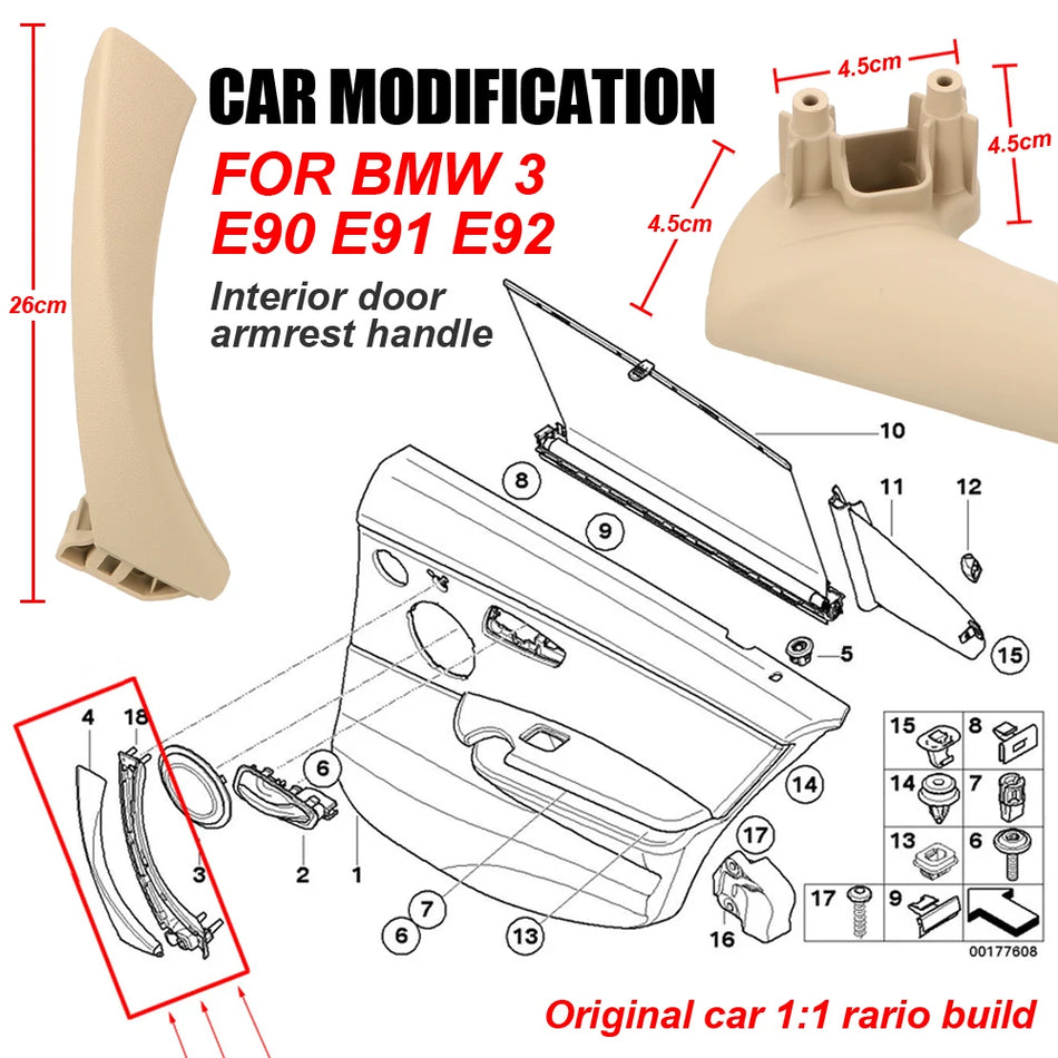 Juego completo de manijas de puerta interior para BMW Serie 3 E90 E91
