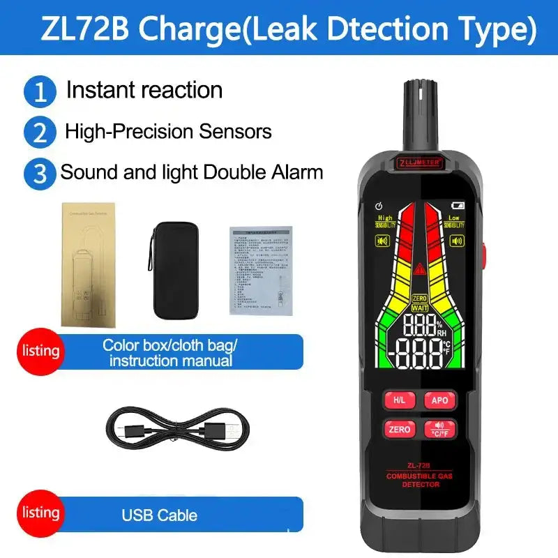 Gas Leak Detector With LCD Display And Alarm For Methane LPG ZL72B