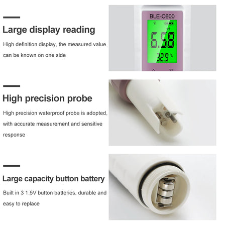 BLE-C600 &ndash; Bluetooth 7 In 1 Water Tester With App Control