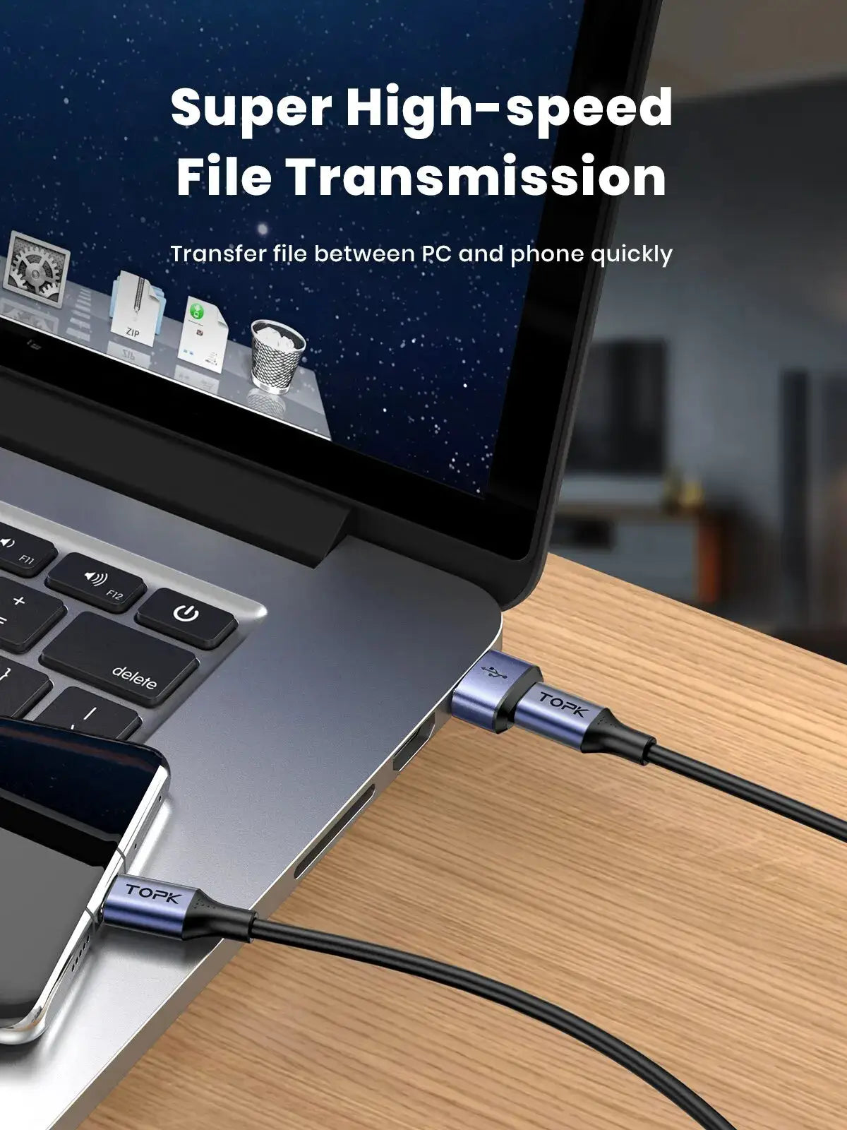 TOPK AT13 USB C to USB Male Adapter USB Female (Type-C) to USB 2.0 Male (USB-A) Fast Charging & Data Sync OTG Adapter Connector by InterCyprus Trading Ltd