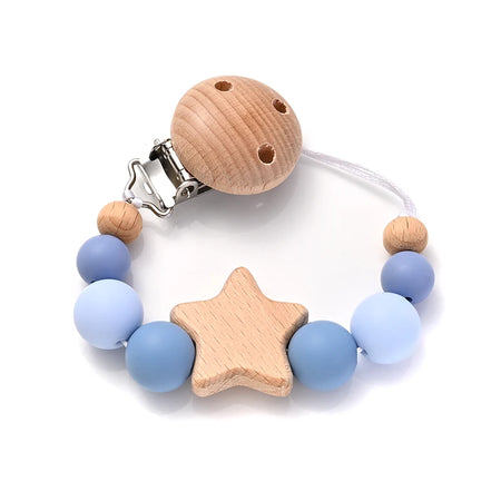 Wooden Pentagram Teether Pacifier Chain with Silicone Beads Color 2