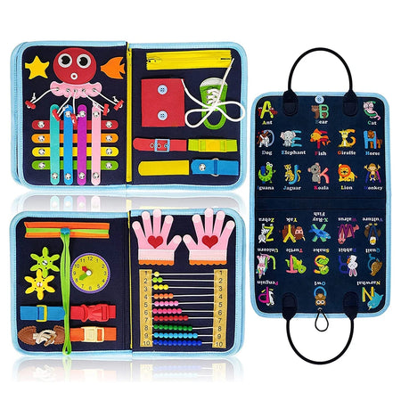 Kids Busy Board Toy &ndash; Improves Fine Motor Skills At Home DEEP BLUE