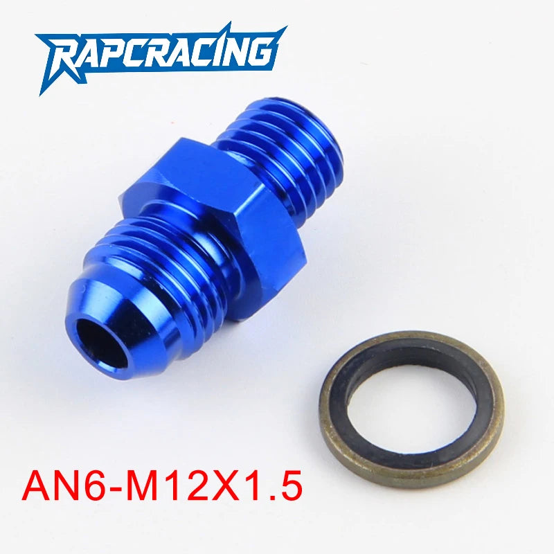 Aluminum AN6 Male Adapter With M12 To M18 Threads For Fuel Lines