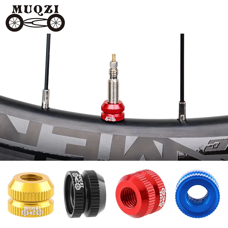 MUQZI Tubeless Presta Valve Nuts, 2 Pcs, Aluminum for MTB and Road Bikes