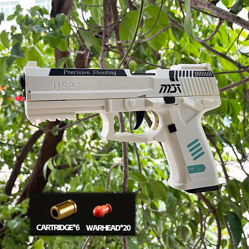 m92 2011 Blowback Shell throwing Empty hanging Continuous shooting Soft Bullet Launcher Toy Gun USP white