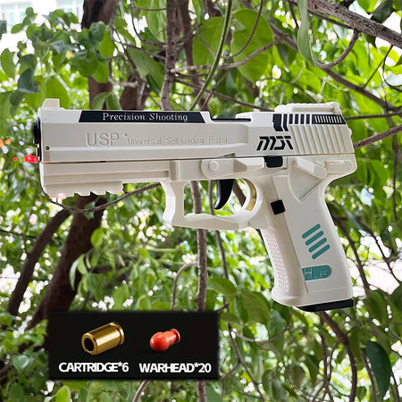 m92 2011 Blowback Shell throwing Empty hanging Continuous shooting Soft Bullet Launcher Toy Gun USP white