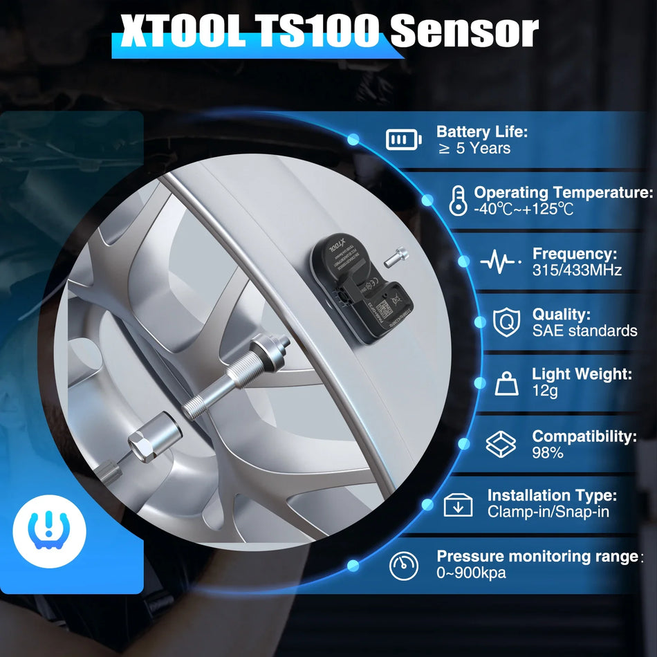 XTOOL TS100PRO TPMS Sensor Programmer 315 433MHz Tire Pressure Tool