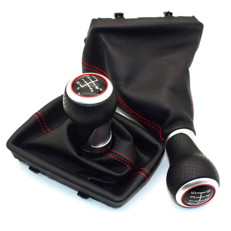 Gear Shift Knob with Leather Cover for Audi A4 B6 B7 5 6 Speed Manual by InterCyprus Trading Ltd
