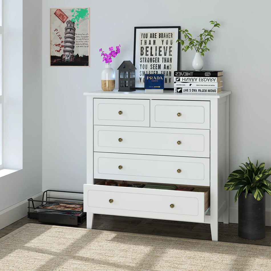 Getone White Chest of Drawers 80x40x80cm Six Drawer Dresser