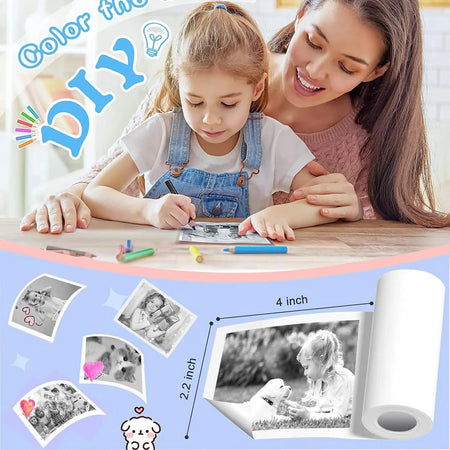 Kids Instant Camera Print Paper Rolls - White Non-Adhesive 57mm