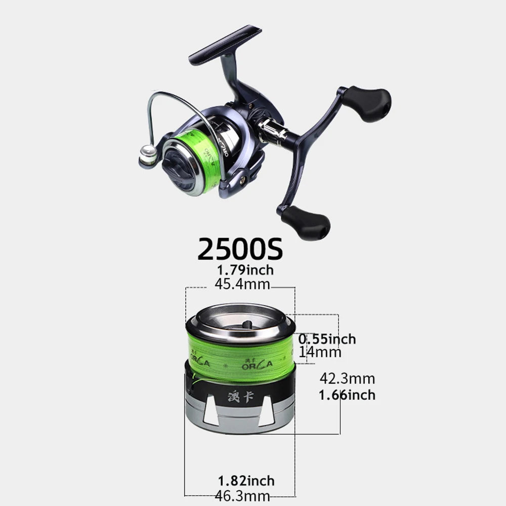 Taigek 1500-2500 Series Metal Fishing Reel - Double Handle Sea Spinning Reels 2500S