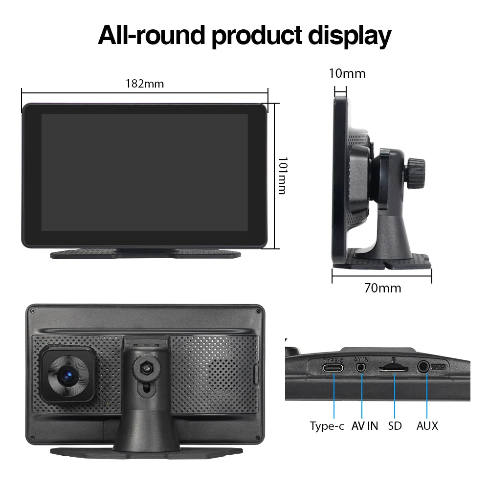 4K Dashcam 7inch Screen Driving Recorder &ndash; Wireless CarPlay