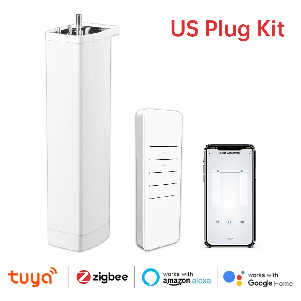 Tuya Smart WiFi/Zigbee Electric Curtain Motor with Voice Control US Plug (Zigbee)