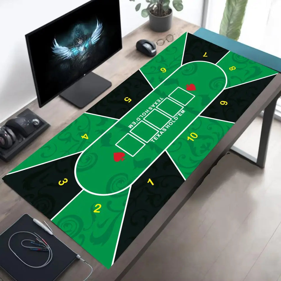 Texas Holdem Table Pad, Portable Rubber Poker Desk Mat for Keyboard and Gaming, Non Slip LockEdge XXL Size