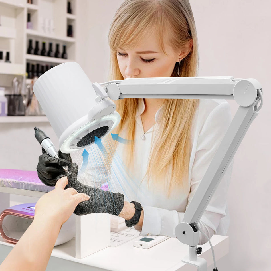 55W Profesionāls Nagu Putekļu Savācējs Ar Regulējamu LED Gaismu, Galda Putekļu Ekstraktors, Skavas Montāža