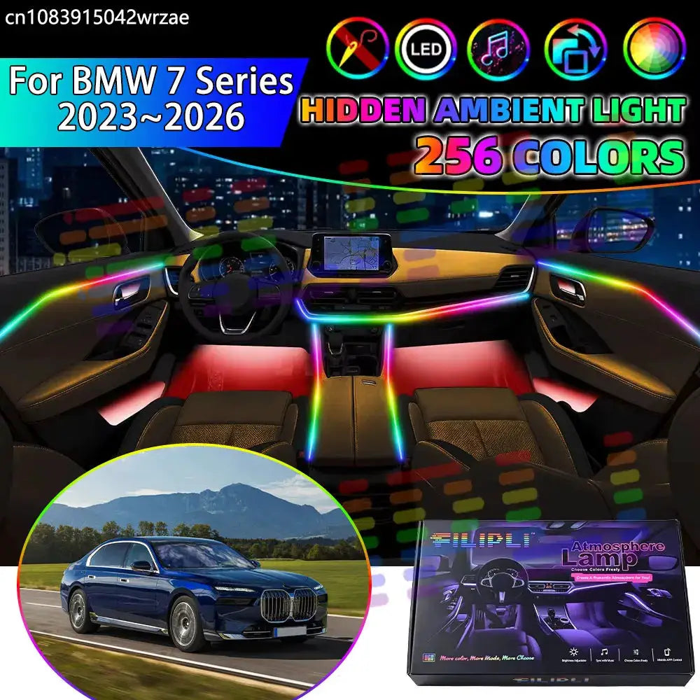 For BMW 7 Series 2023~2026 i7 G70 MK7 RGB Car Interior Ambient Lights Strips Breathing Lighting Kit App Control LED strips Auto by InterCyprus Trading Ltd