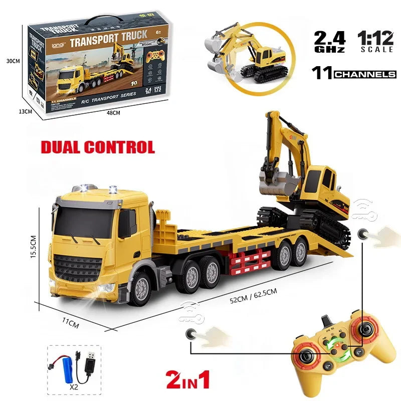 1/12 RC Flat Truck with Excavator &ndash; 11CH Alloy Frame 2.4G A