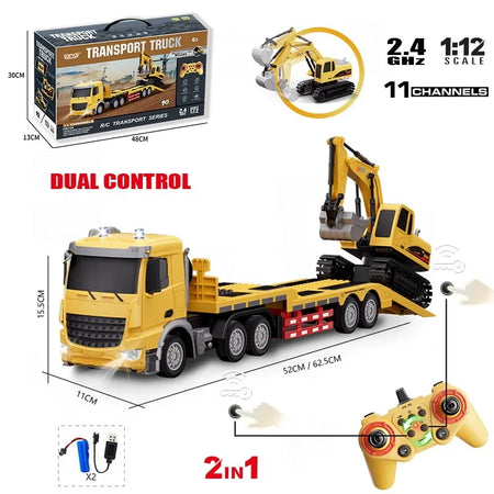 1/12 RC Flat Truck with Excavator &ndash; 11CH Alloy Frame 2.4G A