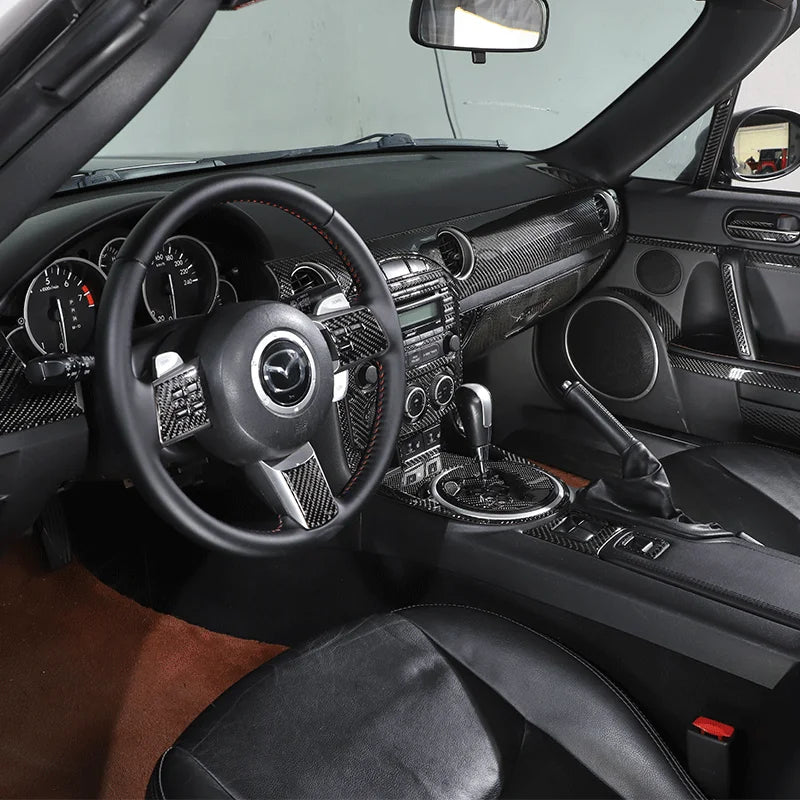 Zachte koolstofvezel knopframe sticker voor 2009 2014 MX5 NC