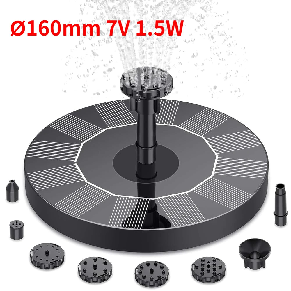 1W/1.5W/2.5W Outdoor Solar Fountain Kit &ndash; Six Nozzle System 1.5W