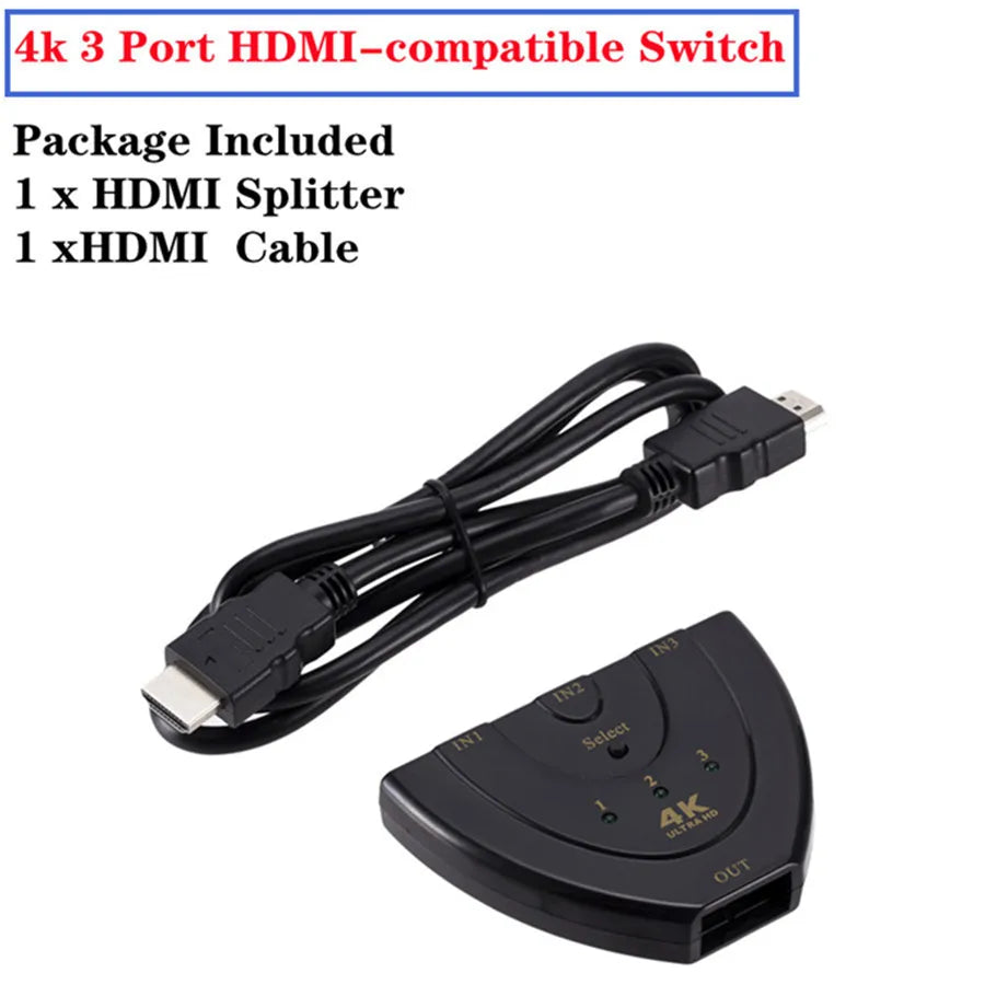GRWIBEOU 4K 3x1 HDMI Switcher Adapter for Gaming and Multimedia Product D / <=0.5m / CHINA