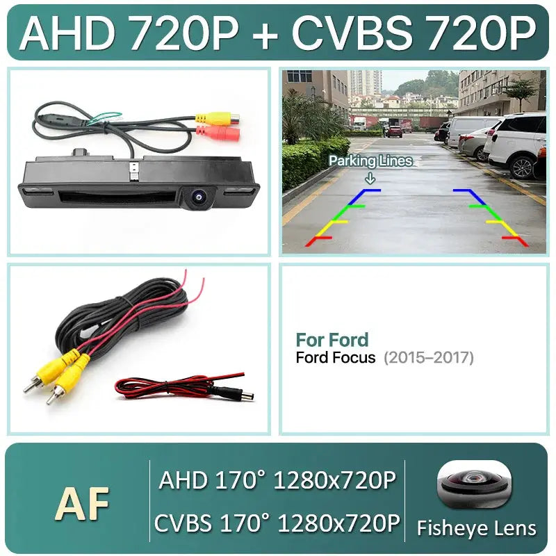 170° AHD 1080P Dynamic Trajectory Car Rear View Trunk Handle Camera For Ford Fiesta MK8 HB Focus Mk4 2015~2022 Android DVD by InterCyprus Trading Ltd