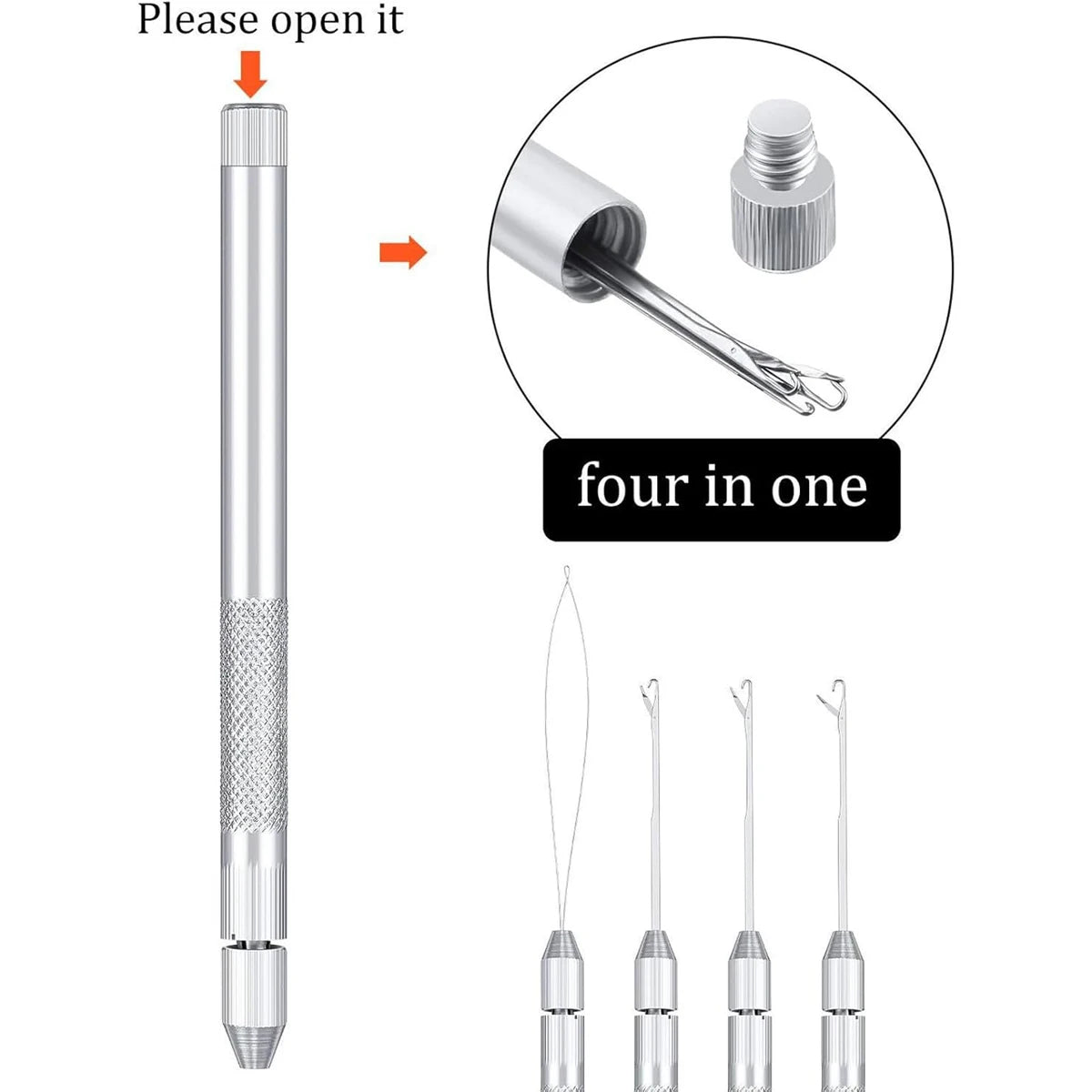Alloy Hook Needle Wig Making Tool Kit with 3 Hooks &amp; 1 Loop