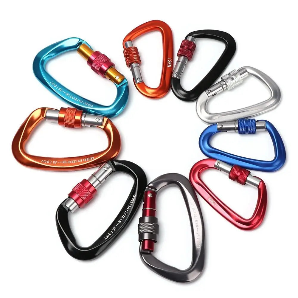 12KN 7075 Outdoor Climbing Equipment Buckle Climbing Carabiner D Shape Quickdraws Professional Climbing Buckle Lock Safety Lock