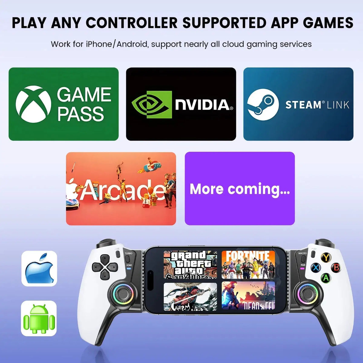 BEBONCOOL MC500/MC5000 Wireless Gamepad Hall Effect Gaming Controller for Switch/OLED/iOS/Android/iPad Mini Gamepad by InterCyprus Trading Ltd