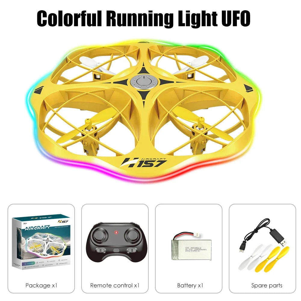Mini Drone RC UFO Toy &ndash; Gesture Control with LED Light Yellow single 1B