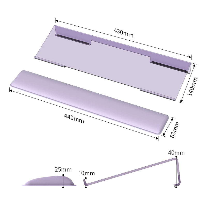 KWRS01 Acrylic Tilted Keyboard Holder &ndash; Ergonomic Rest Purple / CHINA