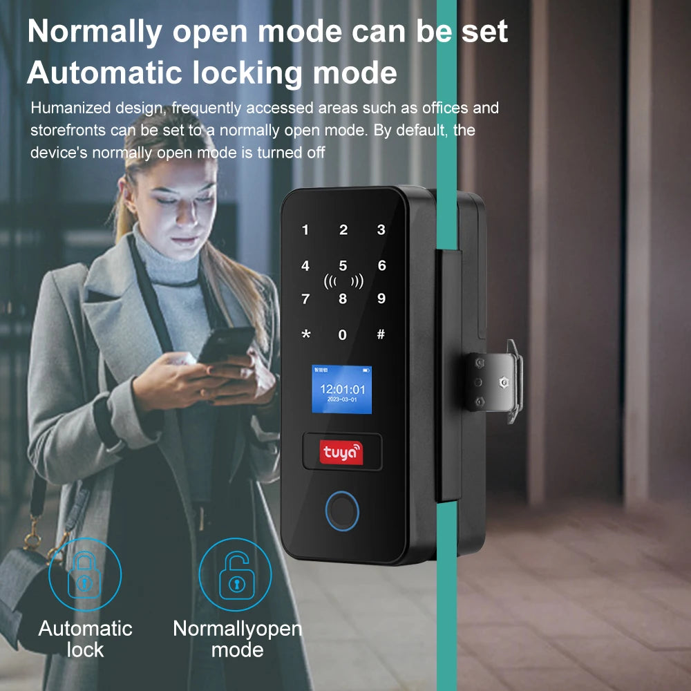 Tuya App Glass Door Lock &ndash; Biometric Bluetooth Unlock