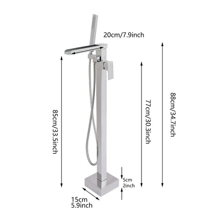 Freestanding Bath Tap &ndash; Waterfall Mixer With Hand Shower WHITE / United States