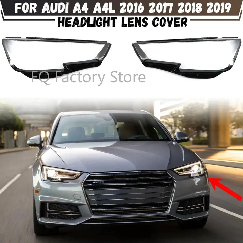 ABS Clear Headlight Covers For Audi A4 A4L 2016-2019 by InterCyprus Trading Ltd