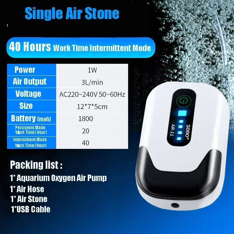 AR-33 Aquarium Oxygen Air Pump &ndash; Ultra Quiet USB Charging Single AR11 / USB